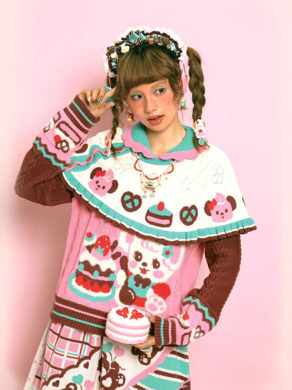 Cable-Knit Cape Sweater【s0000014520】