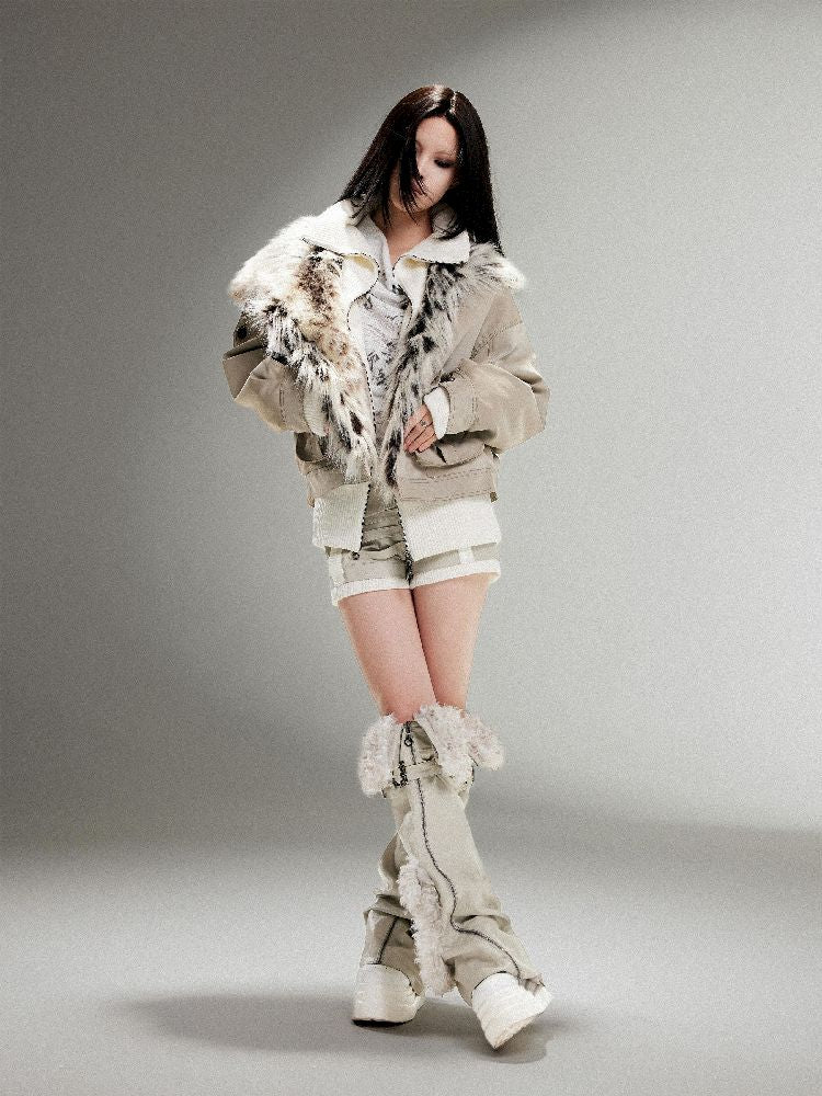 Fake Two Piece Pu Leather Jacket【s0000011252】