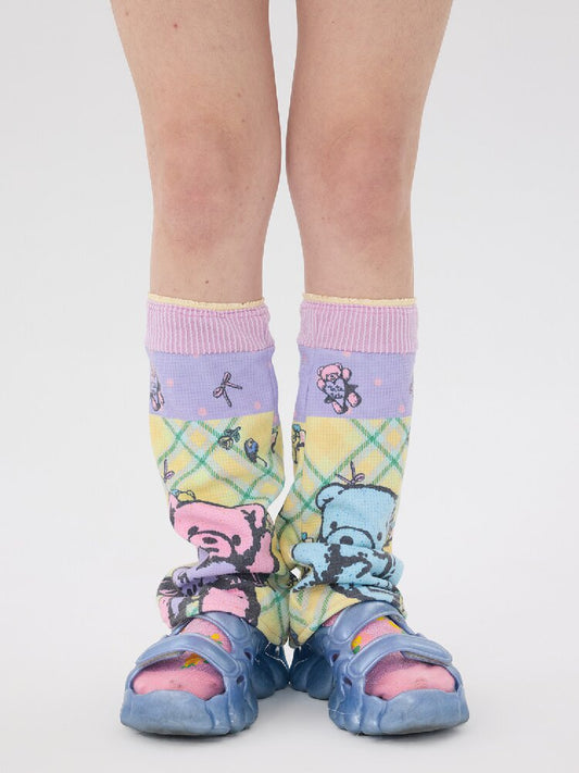 Bear Print Lace Stack Socks【s0000016708】