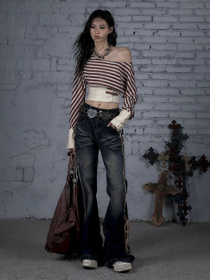 One Neck Tie Long Sleeve Short Top【s0000011832】