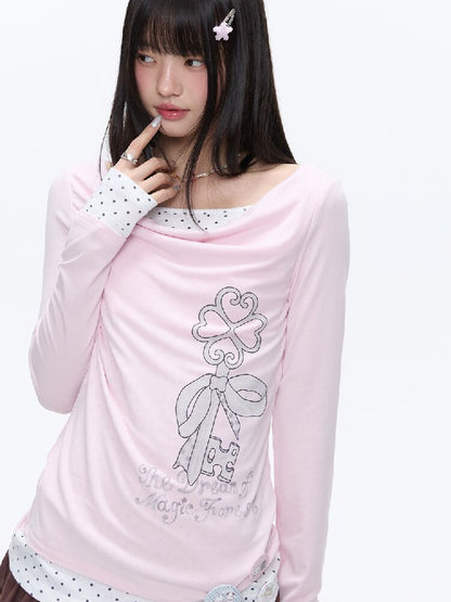 Soft Patchwork Collar Slim Top【s0000016385】