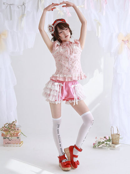 Pink Polka Dot Lolita Pants Skirt【s0000016552】