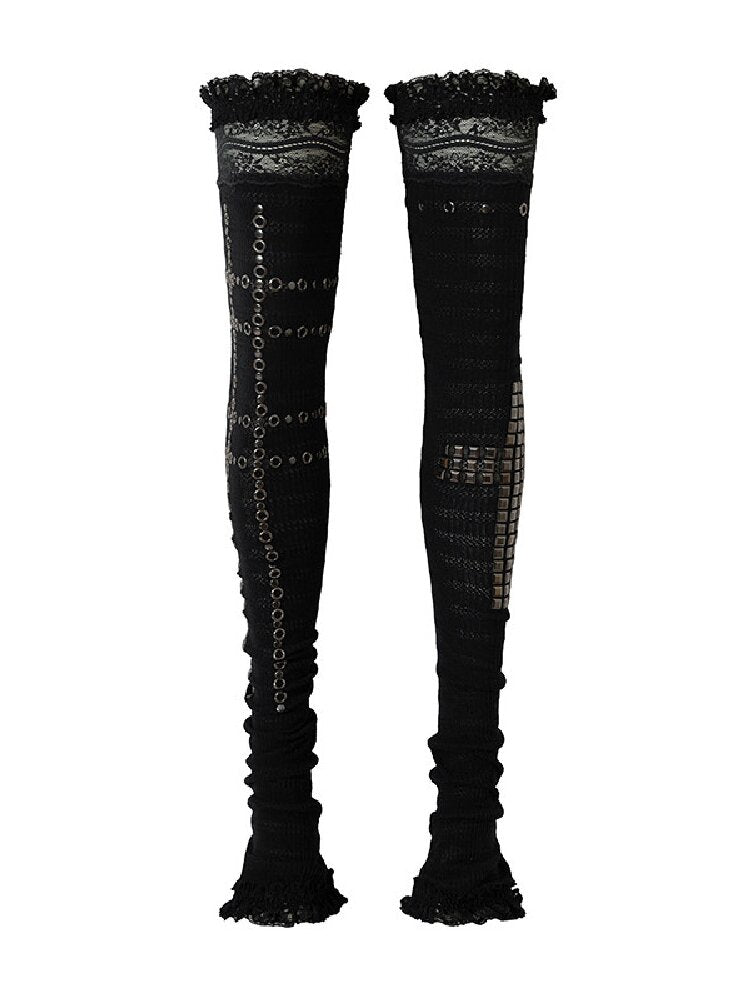 Lace Rhinestone Knit Leg Covers【s0000019164】