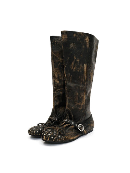 Baroque Punched Star Stack Boots【s0000016130】