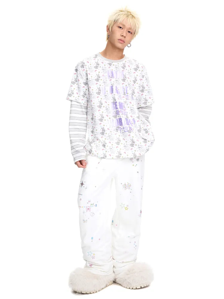 Print Two-Piece Style Long-Sleeve T-Shirt【s0000014093】