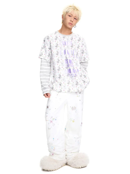 Print Two-Piece Style Long-Sleeve T-Shirt【s0000014093】