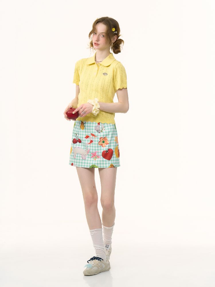 Doll Neck Knit Short Sleeve T-shirt【s0000012235】