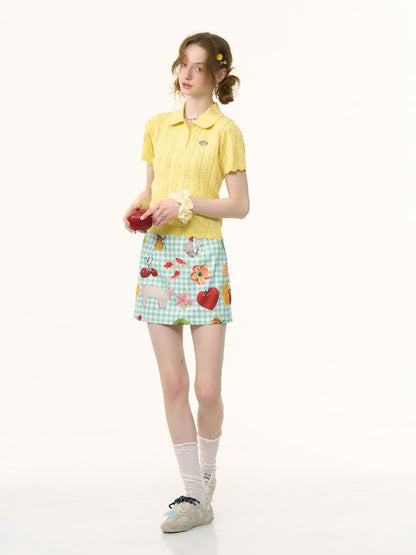 Doll Neck Knit Short Sleeve T-shirt【s0000012235】