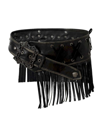 Heavy-Duty Fringe Wide Leather Belt【s0000014476】