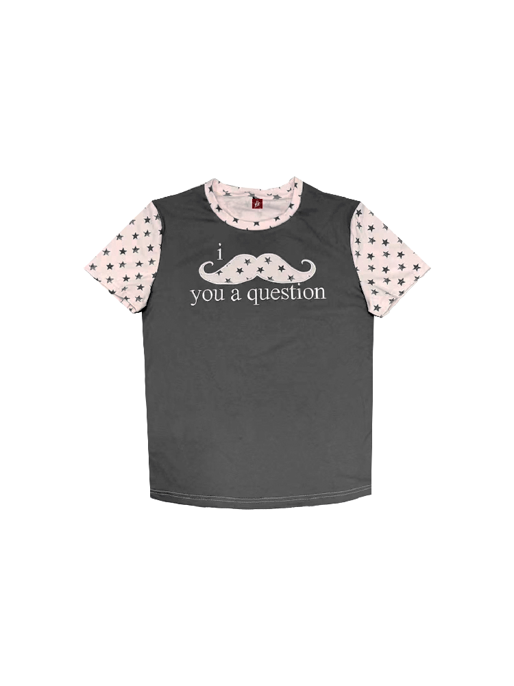Slogan Patchwork Short Sleeve T-Shirt【s0000018294】