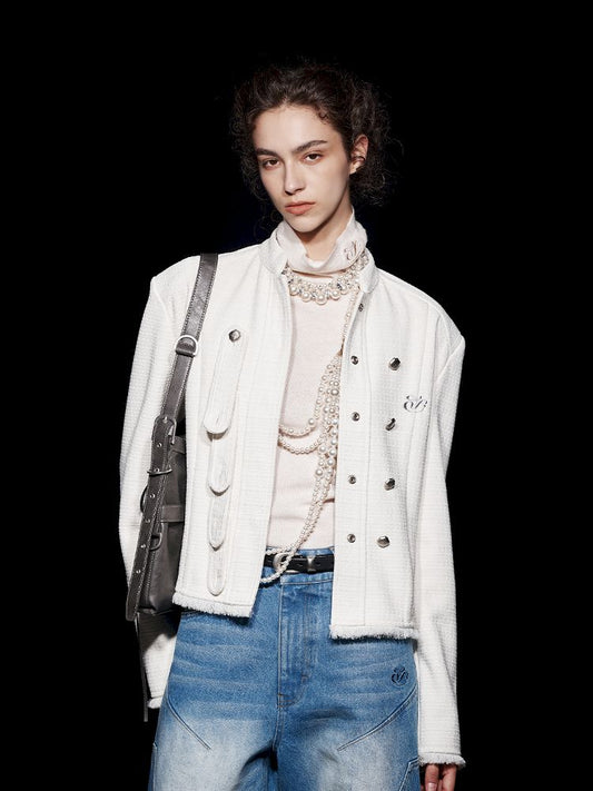 Chambray Suede Buttoned Court Jacket【s0000005473】