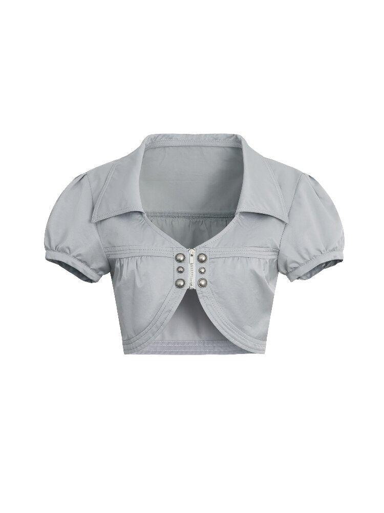 V-Neck Buckle Satin Shirt Jacket【s0000016570】