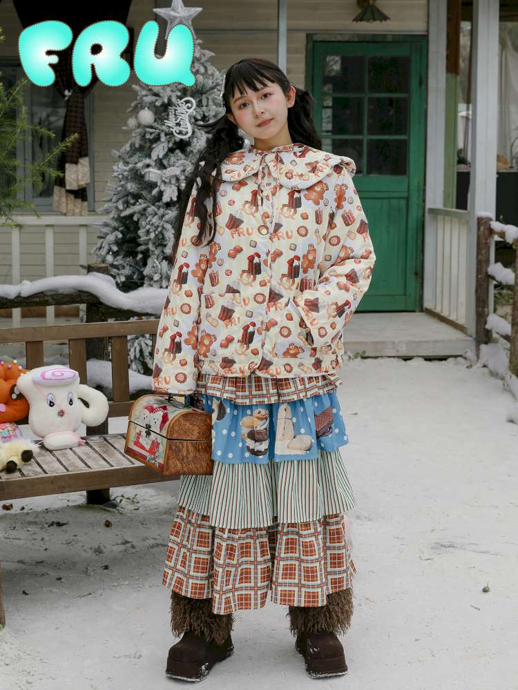 Doll Print Reversible Quilted Jacket【s0000015106】