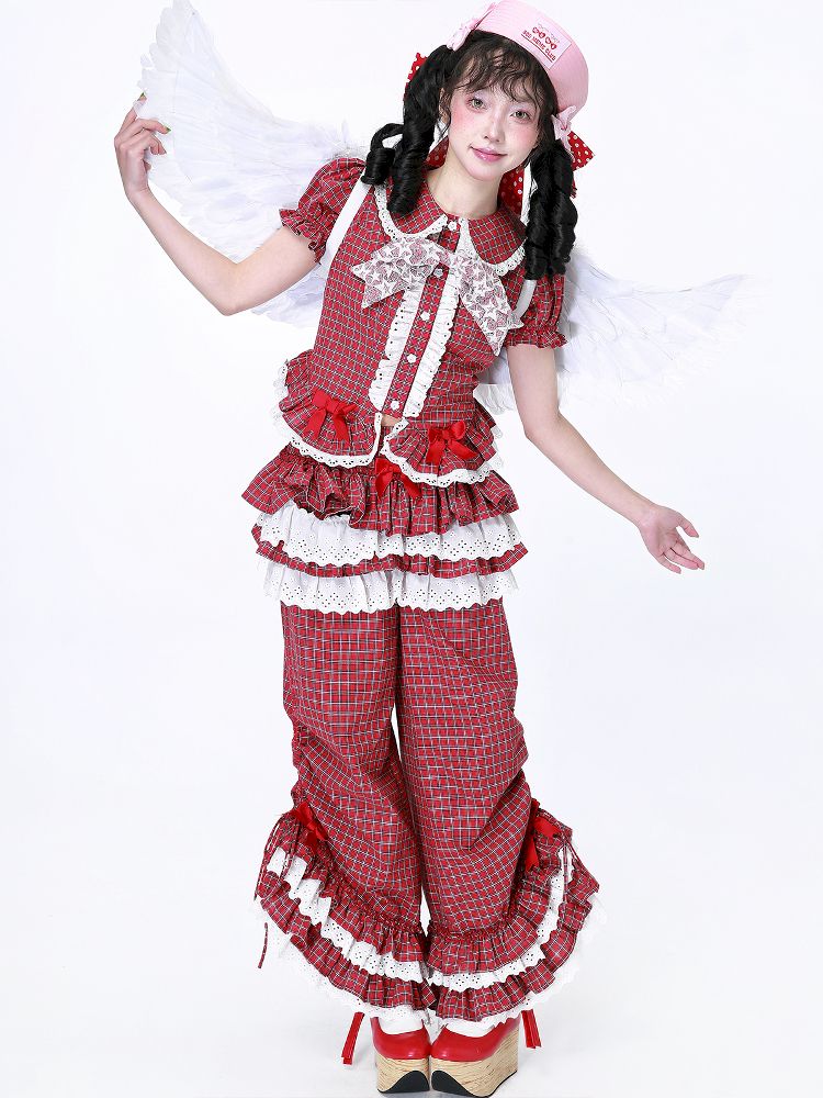 Plaid Short Sleeve Blouse【s0000012189】