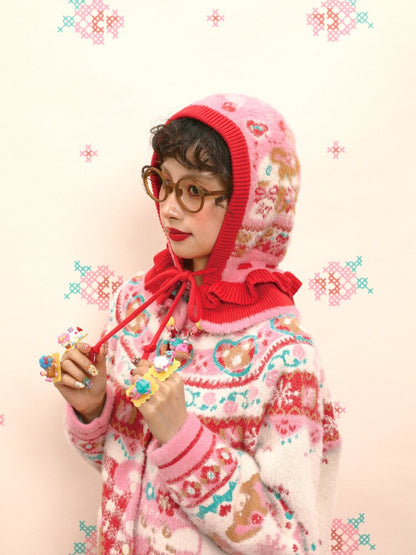 Pink Rabbit Mink Fur Lace Hat【s0000015578】