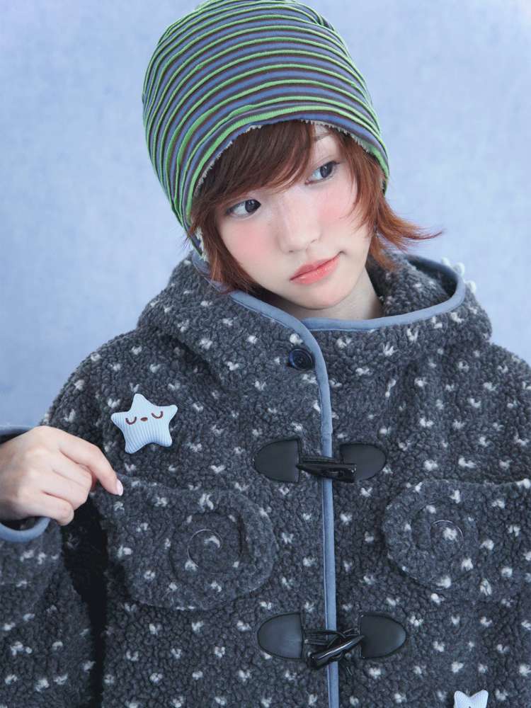 Old-fashioned Gray Horn Buckle Hooded Jacket【s0000014699】