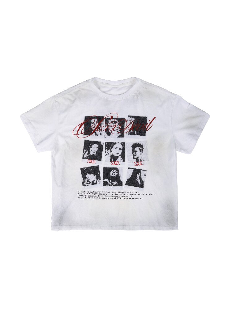 Portrait Vintage Printed T-Shirt【s0000017298】