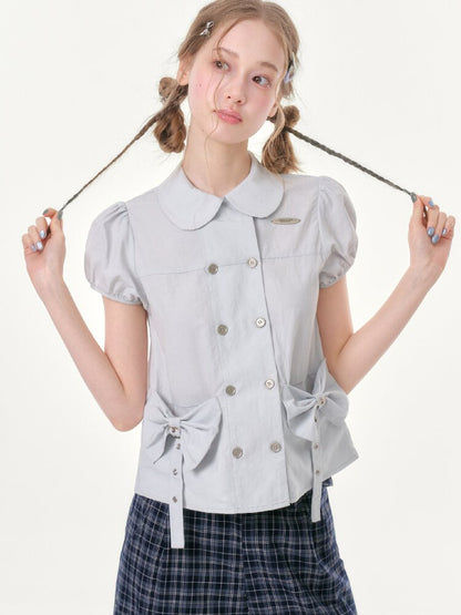 Bow Puff Sleeve Doll Collar Shirt【s0000016610】