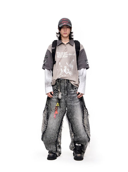 Raw Edge Snake Patchwork Pants【s0000011693】