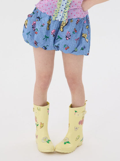 Denim Bear Printed Pumpkin Pants【s0000016706】