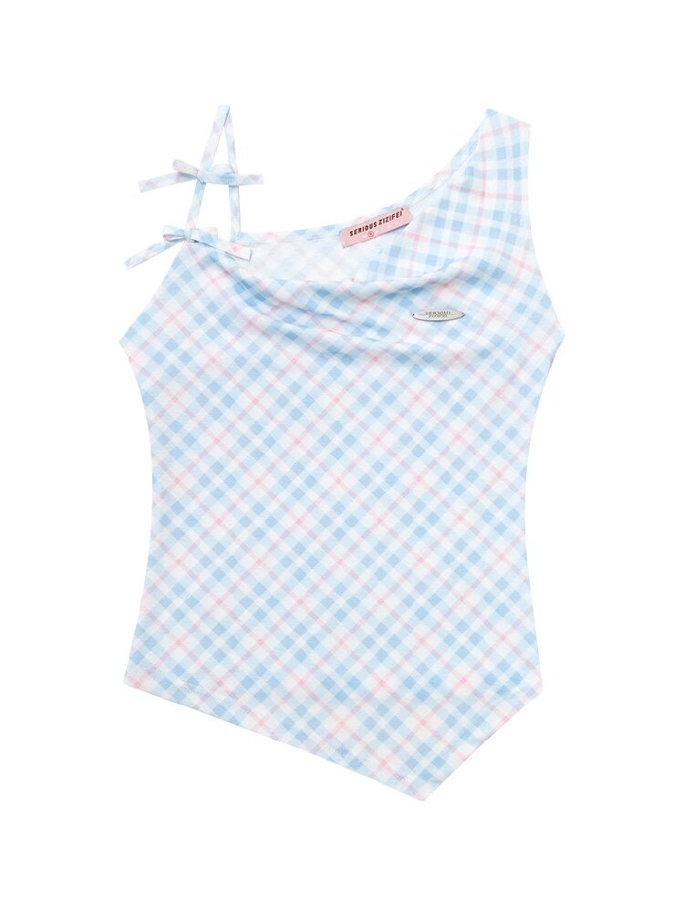 Summer Plaid Bow Vest Camisole【s0000017152】