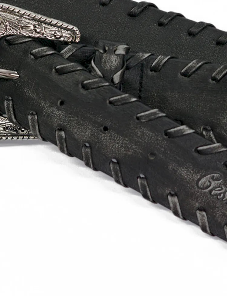 Vintage-Style Carved Buckle Belt【s0000013965】