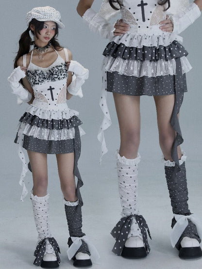 Star Polka Dot Light Cake Skirt【s0000016714】