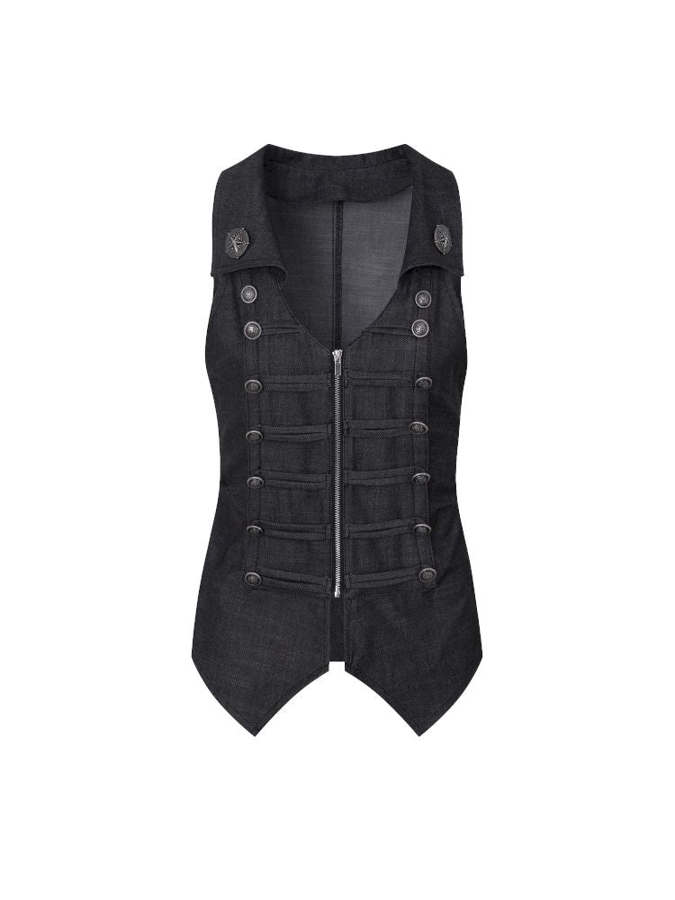 Slim-fit Waist-cinching Zipper Lapel Vest【s0000012707】