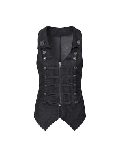 Slim-fit Waist-cinching Zipper Lapel Vest【s0000012707】