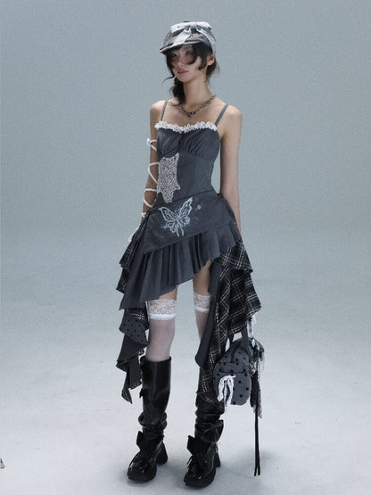 Polka Dot Plaid Stitching Dress【s0000016724】