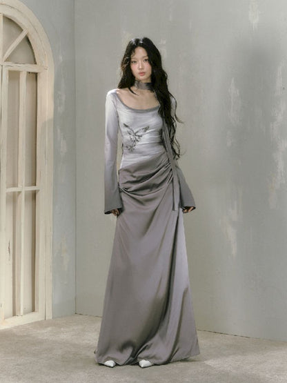 Gray Long Sleeve Dress [S0000010019]