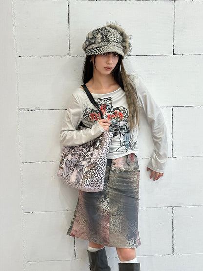 Snow Leopard Vintage Patchwork Hat【s0000018071】