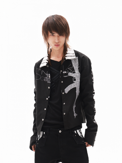 Twill Rhinestone Slogan Jacket【s0000018336】
