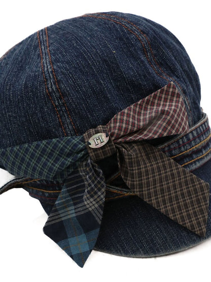Big Bow Check Panelled Denim Hat【s0000016126】