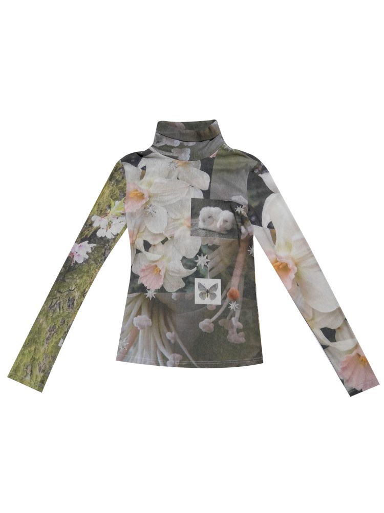 See-through mesh long sleeve sunscreen top【s0000013515】