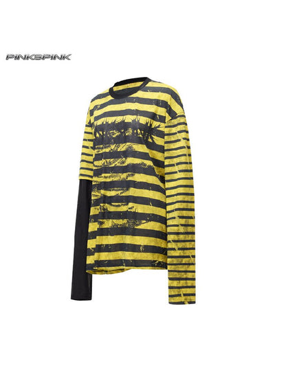 Burnt Flower Stripe Raglan T-Shirt【s0000017729】