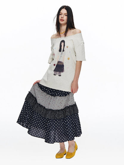 Floral Plaid Polka Dot Cake Skirt【s0000015885】
