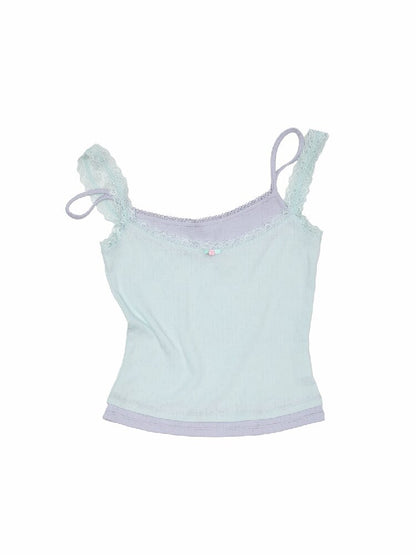 Asymmetrical Knit Lace Camisole Top【s0000016910】