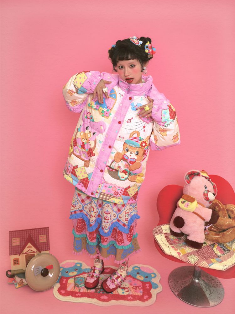 곰 핑크 따뜻한 후드 재킷 [S0000011331]