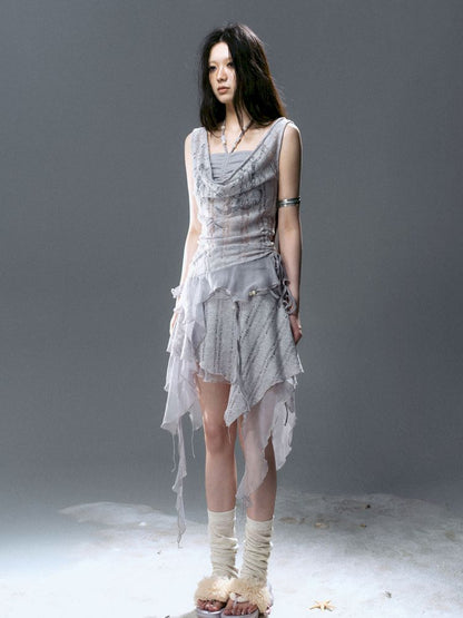 Hollow Swing Neck Sleeveless Blouse【s0000012644】