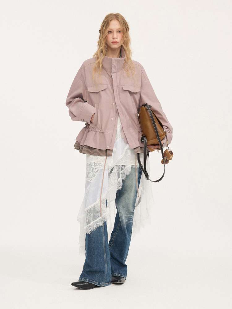 Stand-up Collar Drawstring Hem【s0000015415】