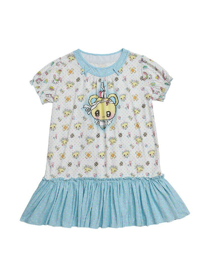 Printed Bear Bunny Fake Two Piece Dress【s0000017764】