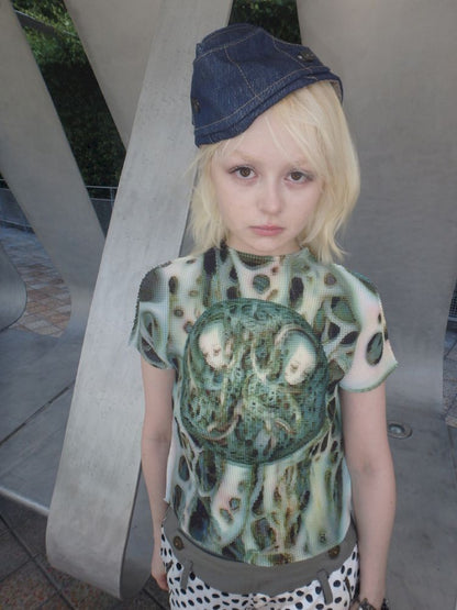 Printed Wrinkle Slimming T-Shirt【s0000013181】