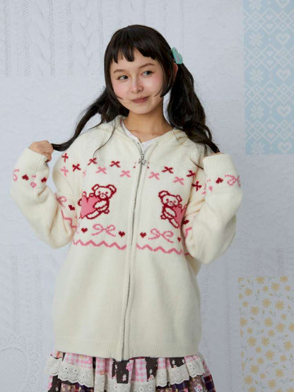 Bear Bow Knitted Cardigan Jacket【s0000015041】