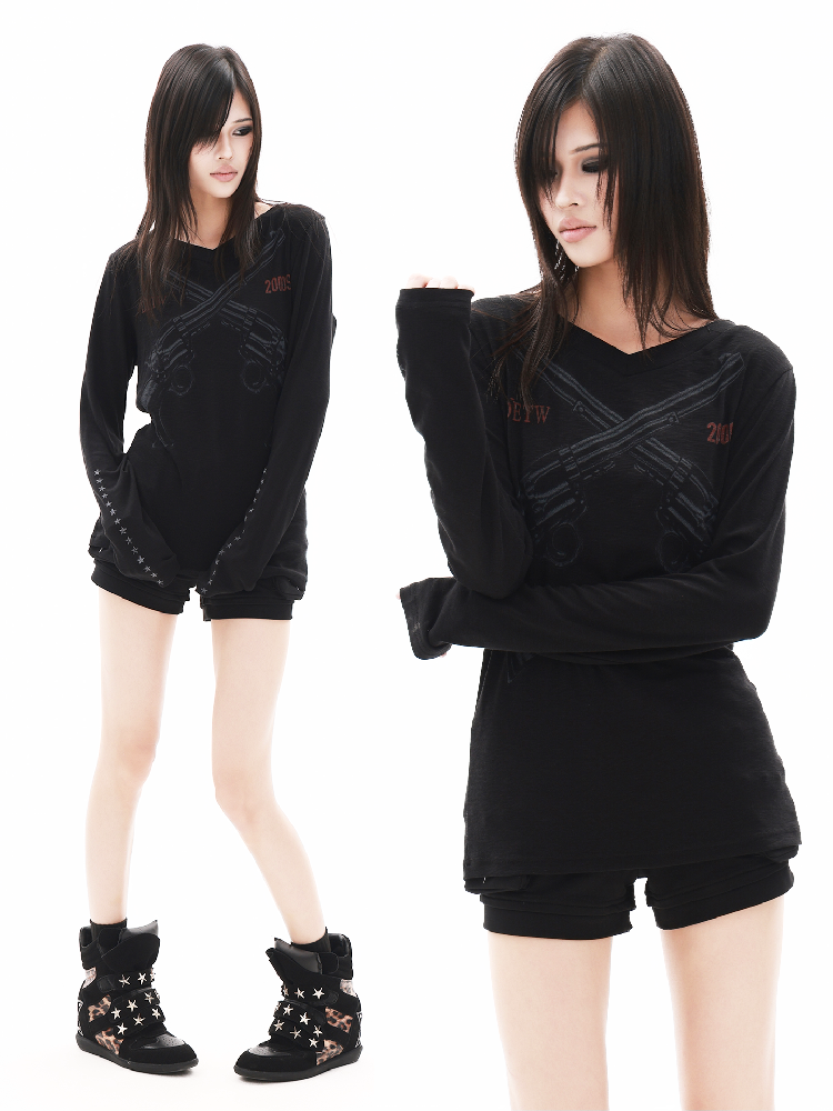 Punk Dual Guns Base Long-Sleeve T【s0000018328】