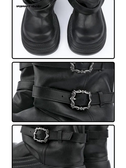 Thick Sole Mid-Calf Western Boots【s0000014186】