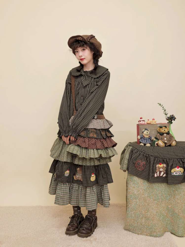 Vintage Girl Bear Dessert Cake Skirt【s0000014843】