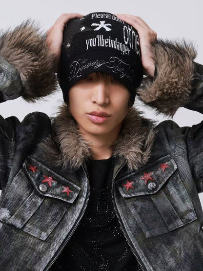 Star Pebble Leather Jacquard Hat【s0000018187】