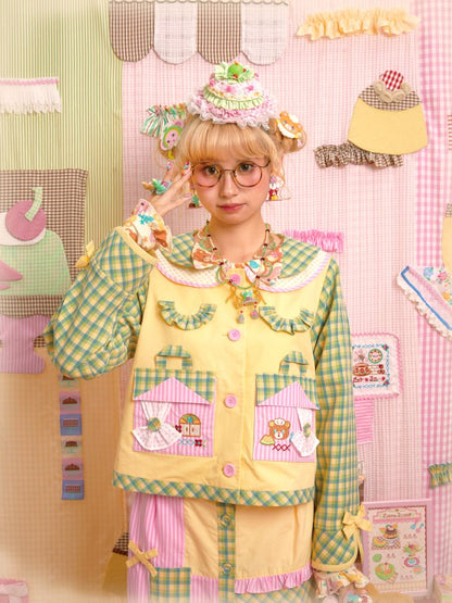 Jacket & Patchwork Half Skirt Set【s0000013703】