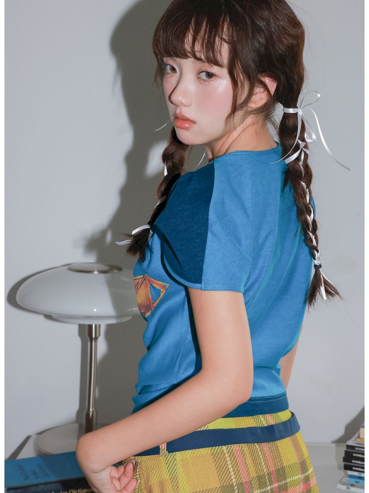 Blue Mouse Knot Design T-Shirt【s0000013923】